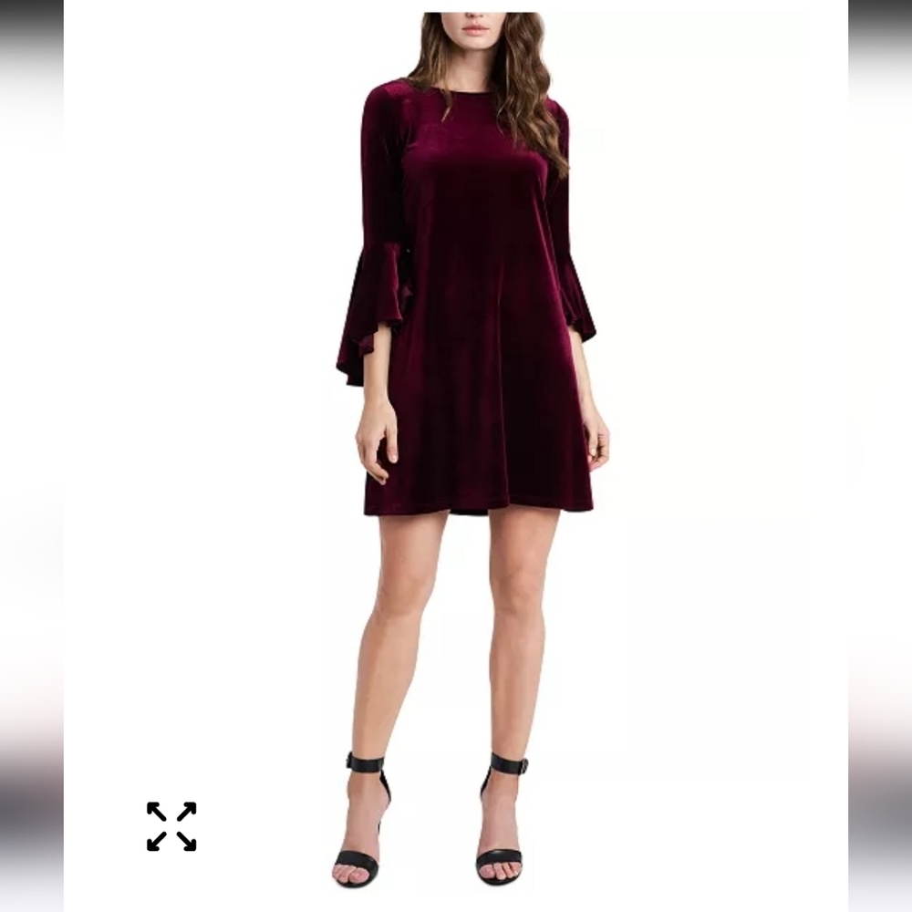 MSK Women Velvet Bell-Sleeve Shift Dress Sz L Red NWT Cocktail Y2k Party
